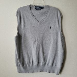 Polo by Ralph Lauren Men Grey Sweater XXL Vest Pima Cotton Logo Embroidered